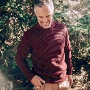 Taylor Stitch The Wharf sweater - burgundy, Marino wool fisherman ribbed 44 / XL